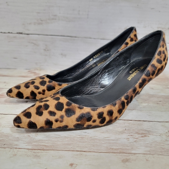 SAINT LAURENT Leopard Print Pony Hair Charlotte Kitten Heels - Picture 7 of 16